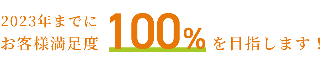 2023年までにお客様満足度100%を目指します!